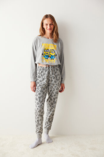Penti Gray Melange Lic Never Negative Pajama Set
