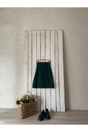 KÜÇÜĞÜM BUTİK Emerald Green Stamped Short Skirt