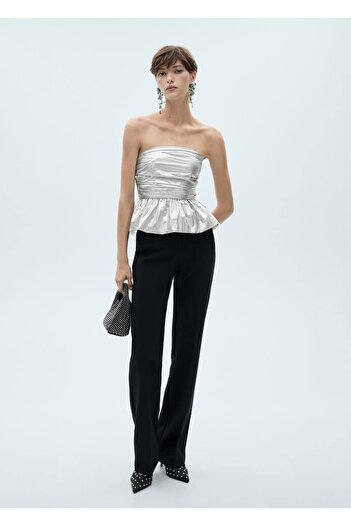 MANGO Woman Metallic Strapless Blouse