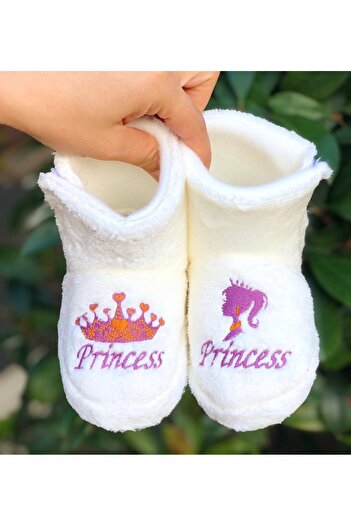 Pandalina Girls' Panduf Princess Girl Crowned Figured Non-Slip Sole Kindergarten Nursery Home Shoes