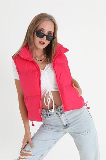 VAPUR TEKSTİL Fuchsia Vest - Zippered Front Parachute Fabric
