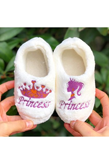 Pandalina Girls' Panduf Princess Girl Crowned Figured Non-Slip Sole Kindergarten Nursery Home Shoes
