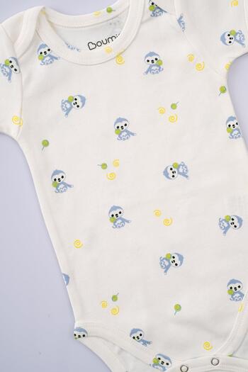 Boumini Blue Muslin Envelope Collar Cotton Baby Body - Short Sleeve