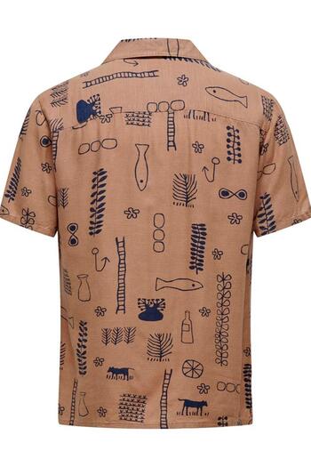 Only & Sons Onsalvin Reg Ss Object Aop Resort Shirt 22029104 Coral