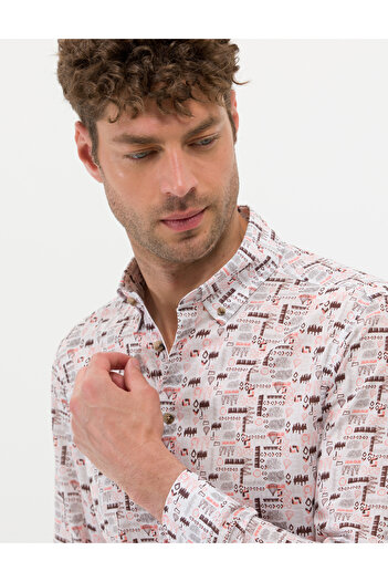 Pierre Cardin Μπεζ μακρυμάνικο πουκάμισο Regular Fit 50269435-VR011