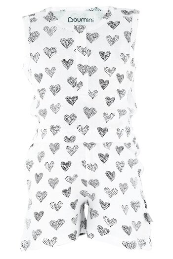 Boumini Sleeveless Elastic Waist Shorts Jumpsuit Salopet Hearts White