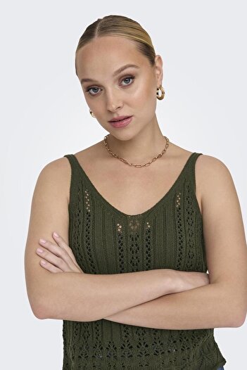 ONLY ONLLYZET LIFE S/L TOP KNT NOOS15277573 KHAKI