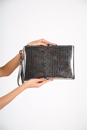 Capone Outfitters Mirrored Crocodile Patterned Paris Women's Clutch Bag