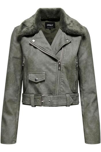 ONLY Onlmacy Green Biker Cc Otw Washed Motorcycle 15322399
