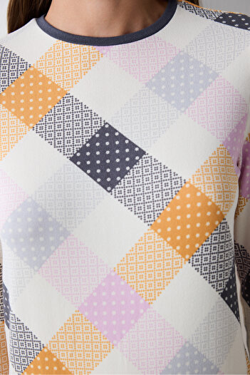 Penti Colorful Gingham Termal Çok Renkli Tişört Pijama Üstü