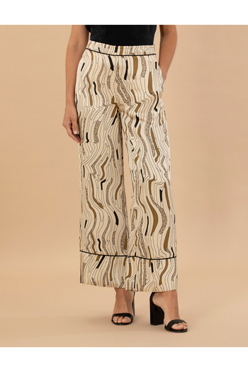 Pierre Cardin Krem Desenli Saten Pantolon 50275628-VR071