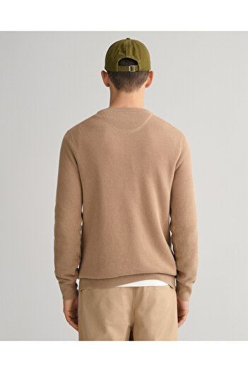Gant Sweter Z Bawe?ny Piqué Z Okr?g?ym Dekoltem