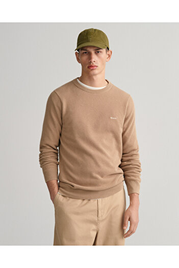Gant Sweter Z Bawe?ny Piqué Z Okr?g?ym Dekoltem