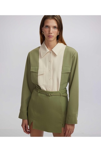 İpekyol Colorblock Patterned Shirt and Jacket