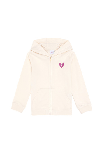 U.S. Polo Assn. Girl's Cream Zippered Basic Sweatshirt 50296390-Vr071