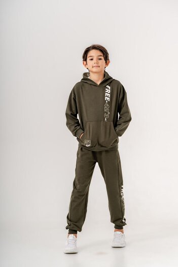 Mışıl Kids Boy's Tracksuit Set - Free-42 ° 3-up Printed, Leg Print Detail, Hooded