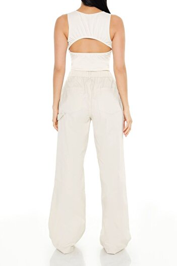 Forever 21 Zip-Pocket Poplin Pantolon