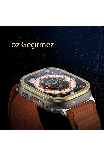 Techmaster Apple Watch Ultra Apple Watch Ultra 2 49mm Uyumlu Metal Çerçeveli Ekran Koruyucu