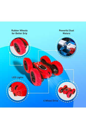 FUNFY EL2001 Racing Stunt RC Toy Car With 4WD |Red| Rechargeable Battery |For Kids, Adults