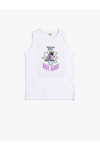 Koton Palm Tree Printed Sleeveless Crew Neck Tank Top