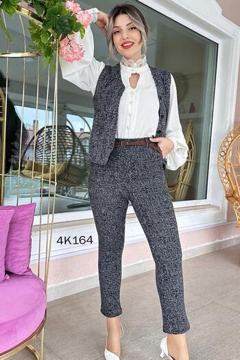 İnce Topuk Jacquard Skinny Wool Trousers - 4K164