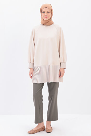 ALLDAY Light Beige Oversize Garni Pleated Tunic