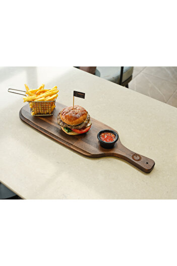 Davi Ahşap Wooden Presentation Plate - Handled Design