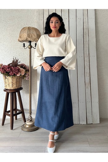 KÜÇÜĞÜM BUTİK Indigo Blue Long Skirt