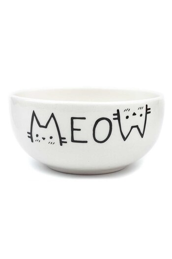 PALTO TASARIM Meow Cream Shiny Ceramic Bowl - Gift Ceramic Bowl
