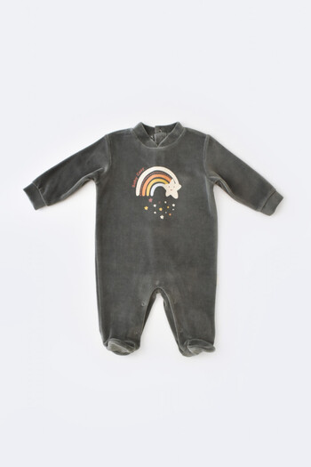 BabyCosy Salopeta Curcubeu cu maneca lunga si botosei  Antracit, BabyCosy, 3-6 luni