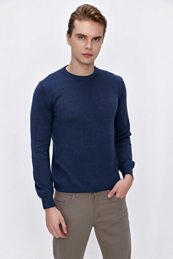 Morven Indigo Basic Dynamic Fit Relaxed Cut Crew Neck Gift Boxed Knitwear Sweater