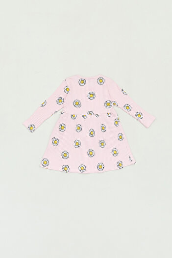 Fulla Moda Floral Printed Ribbed Girl's Dress