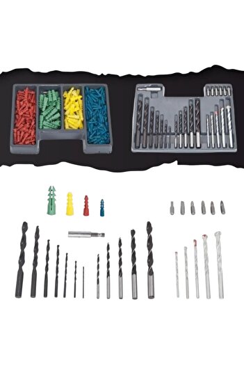 CocoVia 300 Parça Vidalama Bits-Matkap Ucu-Dübel Çantalı Karışık Aksesuar Set 300 parça