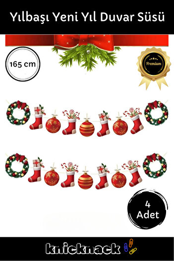 Knicknack Custom Production Single Side Print Christmas Christmas Decorative Paper Banner Garland Wall Ornament 165cm 4 Pcs