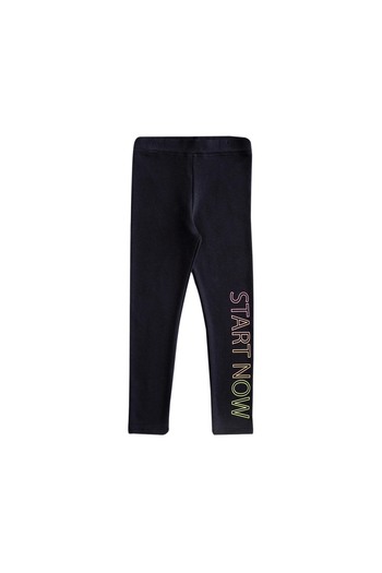 LOVETTI Black Start Now Printed Winter Raised Leggings for Girls