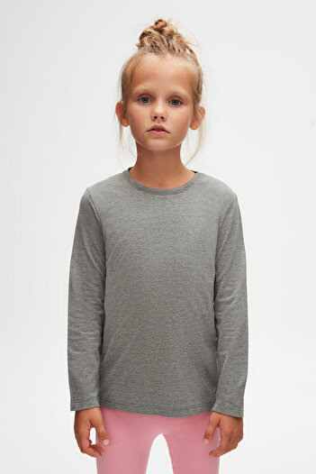 LOVETTI Ice Grey Unisex Παιδικό T-Shirt - Crew Neck, Μακρυμάνικο, Εποχιακό