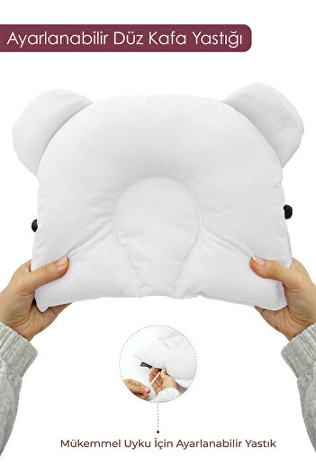 mordesign Adjustable Baby Flat Head Pillow, Newborn Head Pillow, Baby Sleeping Pillow, Morbear Series