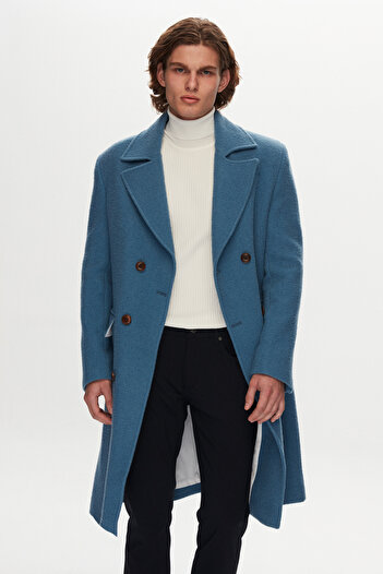 Tween Slim Fit Mavi Yün-poliamid Palto