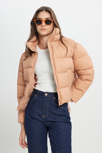WRANGLER Γυναικείο παλτό με χαλαρή εφαρμογή, άνετο κοψίματο, ψηλό γιακά, με φουσκωτό στόμα