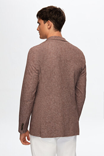 Tween Slim Fit Kahverengi Viskon Karışımlı Kumaş Ceket