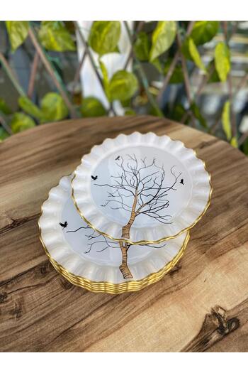 GÜRCÜGLASS Tree Model 6-Piece Cake Plate