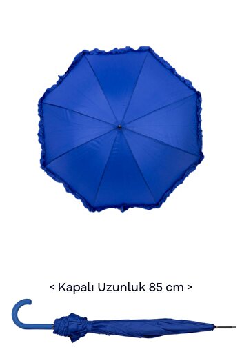Marlux 1. Sınıf Kalite Baston Tip Rüzgara Dayanıklı 8 Fiber Telli Kadın Şemsiye Mavi 10132a