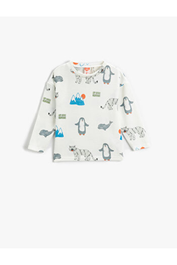 Koton T-shirt z długim rękawem i nadrukiem zwierzęcym
