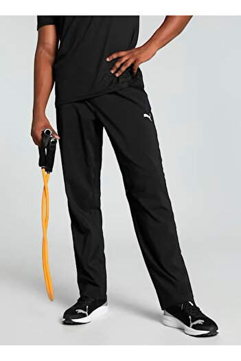 Puma Black Men's Regular Waist Tight Fit Sweatpants 52574201   Foundations Tapered Pant