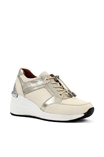 Celal Gültekin Kadın Bej Dolgu Topuklu Deri Sneaker