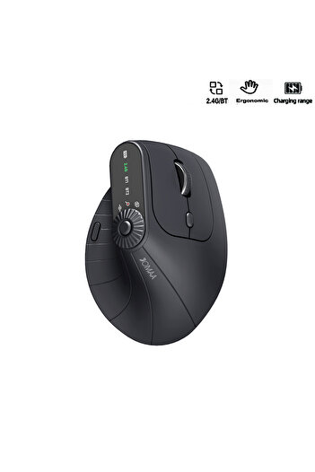 Choice Black Multi-Device Vertical Ergonomic Mouse With Function Adjustment Kno Rechargeable 2.4G Bluetooth