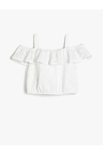 Koton Crop Athlete Scalloped Low Shoulders Strap Elastic Waist