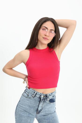 VAPUR TEKSTİL Fuchsia Camisole - Wide Piping Tank Top