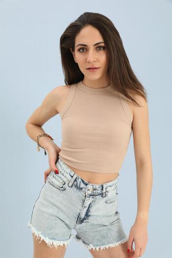 VAPUR TEKSTİL Mink Camisole - Wide Piping Sleeveless Blouse
