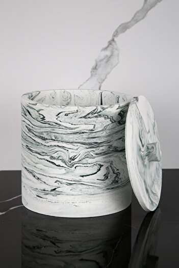 betonmall Marble Patterned Concrete Trash Can Bathroom Kitchen Toilet Wc 18 cm 4 Liters